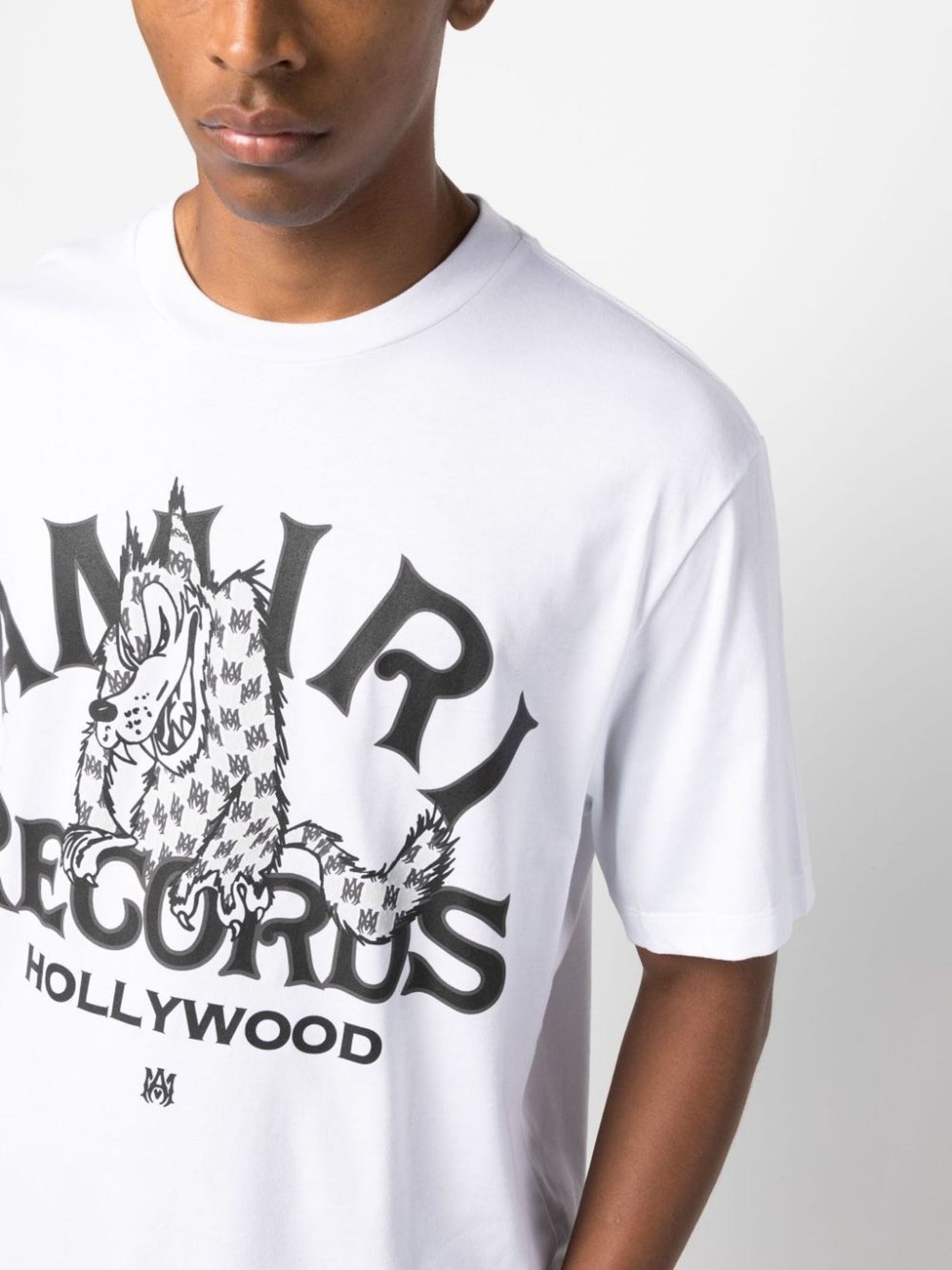 Amiri Records – Weißes T-Shirt mit Wolfsdruck