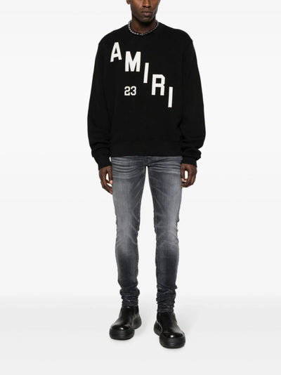 Amiri – Schwarzes Sweatshirt mit Hockey-Stickerei und Rundhalsausschnitt