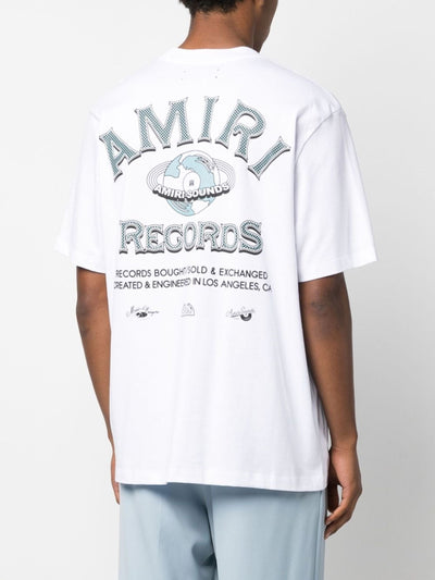 Amiri – Weißes T-Shirt mit Logo-Aufdruck „Global Records“