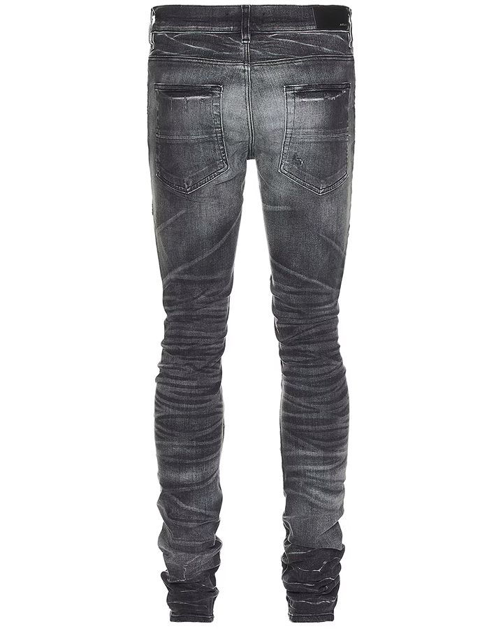 Amiri – MX1 – Skinny-Jeans aus Leder in Sturmgrau