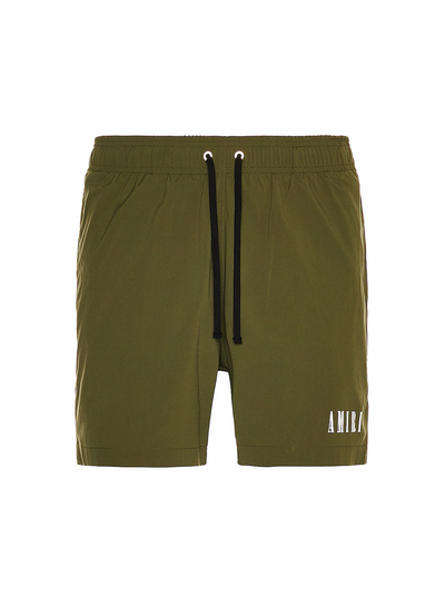 Amiri – Core – Badeshorts mit Logo in Militärgrün