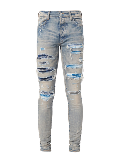 Amiri – Batik-Bandana-Thrasher-Skinny-Jeans in Blau