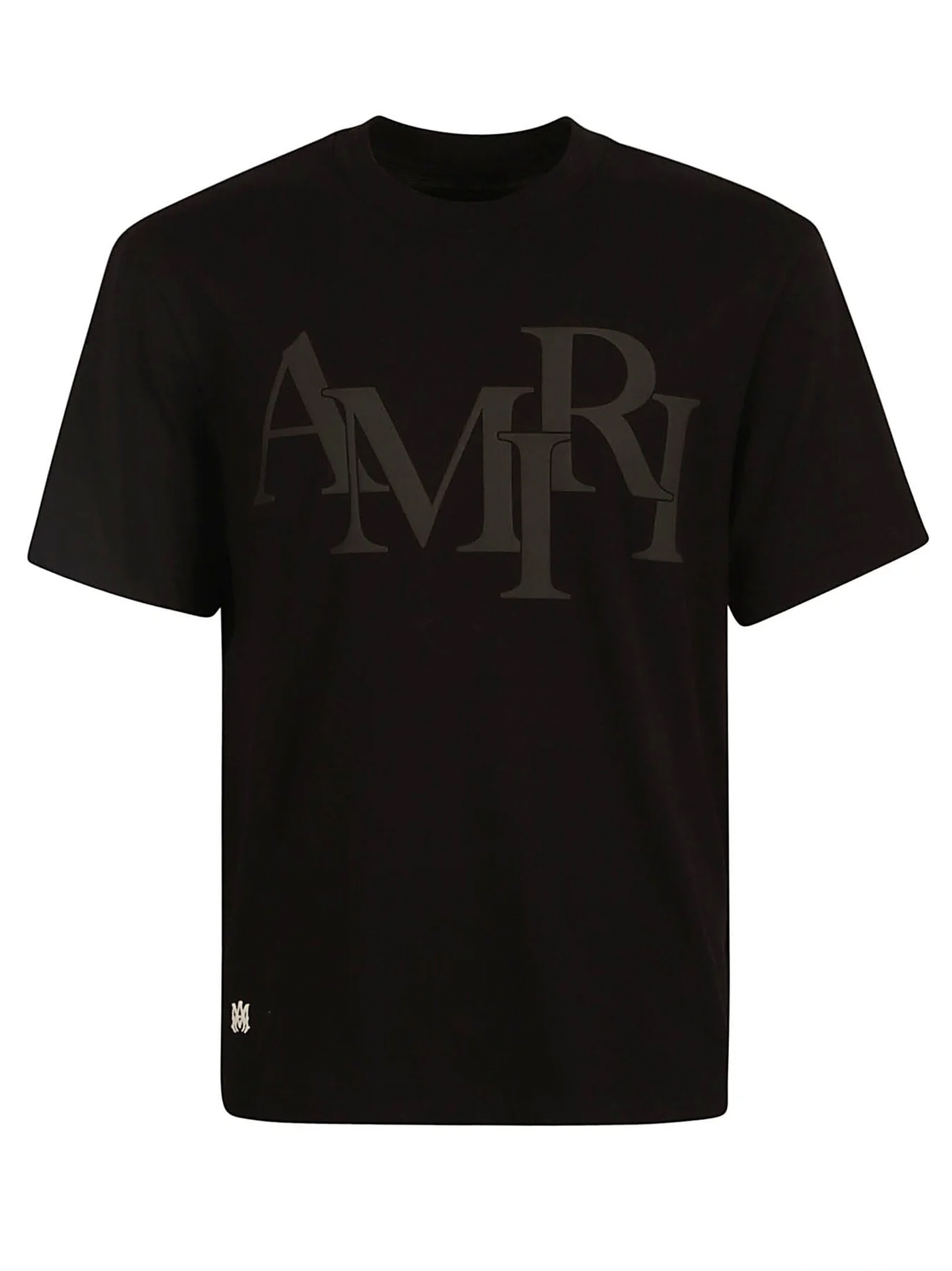 Amiri Black – T-Shirt mit versetztem Logo-Print in Schwarz