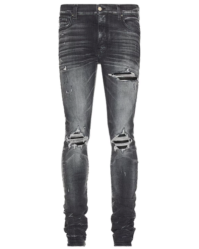 Amiri – MX1 – Skinny-Jeans aus Leder in Sturmgrau