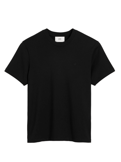 AMI Paris – T-Shirt mit aufgesticktem Logo „Ami De Coeur“ in Schwarz