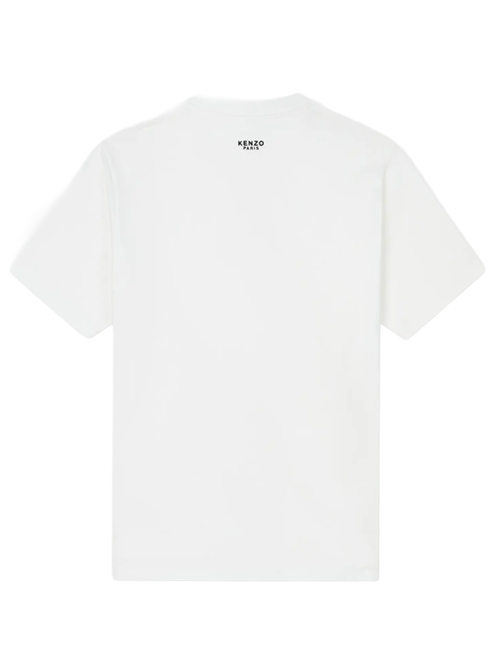 Kenzo – Weißes T-Shirt mit „Boke“-Blumenaufnäher