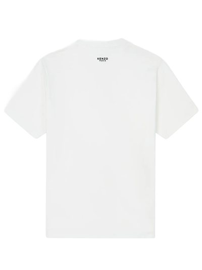 Kenzo – Weißes T-Shirt mit „Boke“-Blumenaufnäher