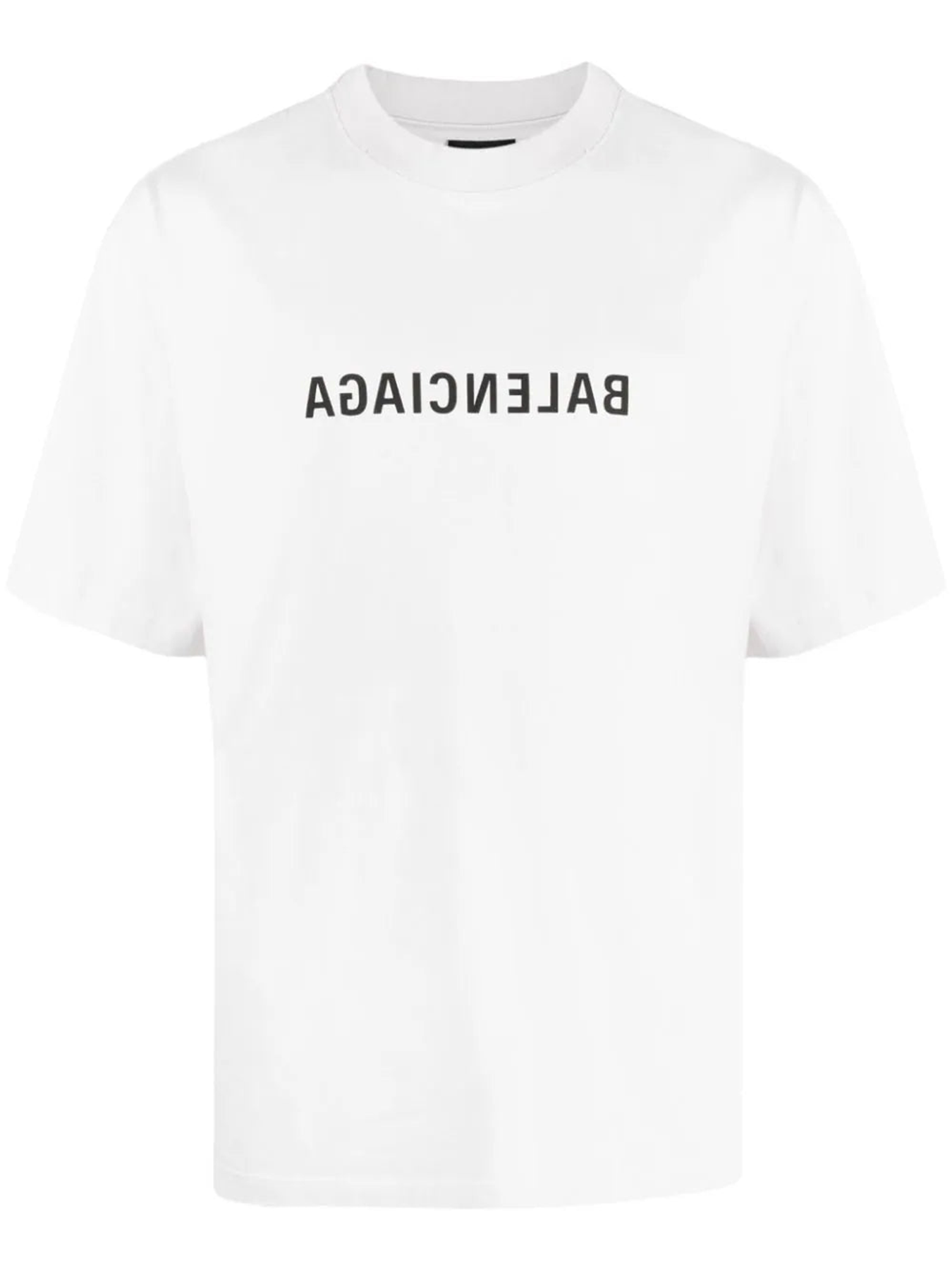 Balenciaga – Weißes T-Shirt mit umgekehrtem Logo-Print