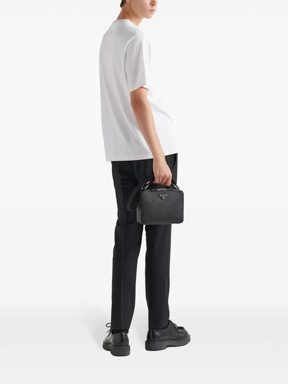 Prada – Weißes T-Shirt mit Dreiecksplakette
