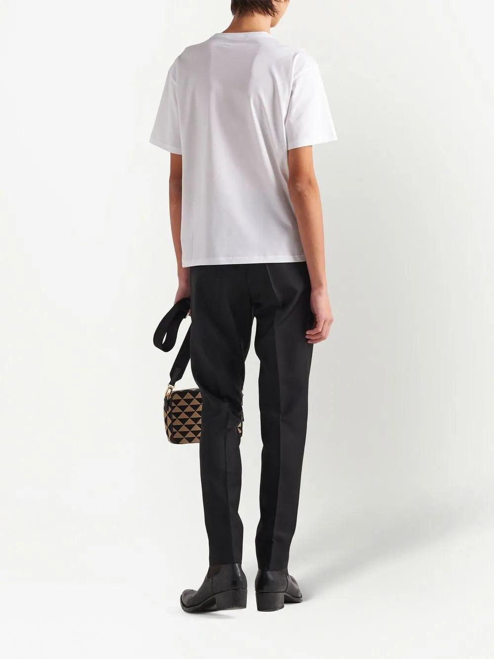 Prada – Weißes T-Shirt mit kleinem Logo-Print