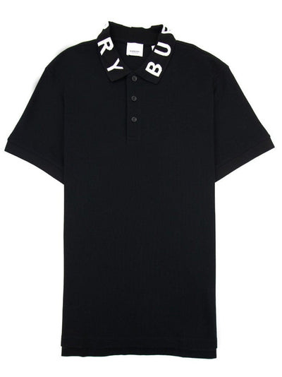 Burberry – Ryland – Schwarzes Poloshirt mit Blockkragen und Schriftzug