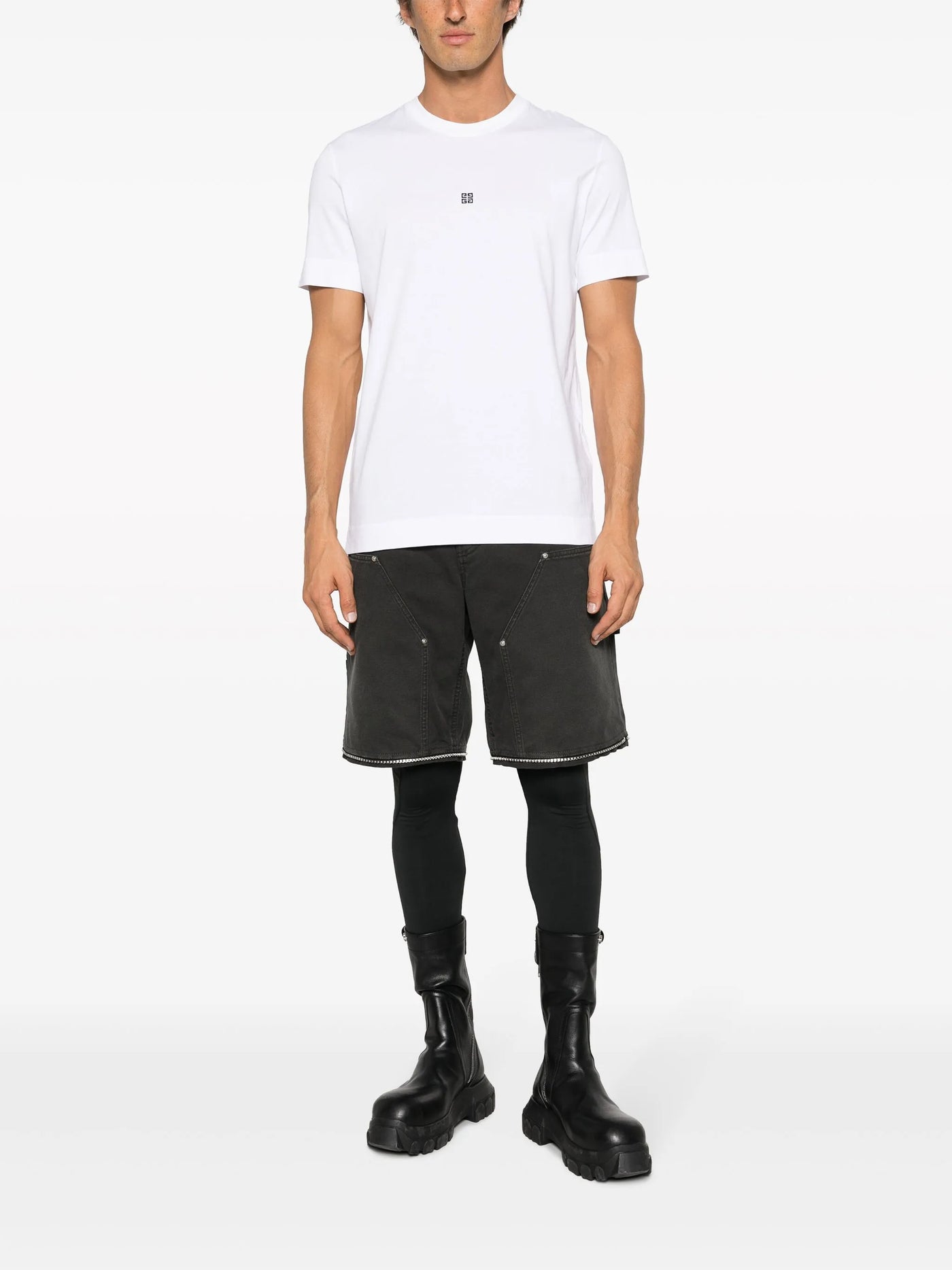 Givenchy – Weißes T-Shirt mit kleinem 4G-Logo-Stickerei