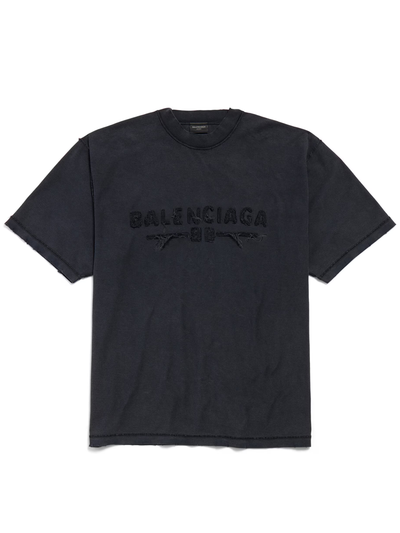 Balenciaga – T-Shirt mit Logo-Patch auf der Innenseite in Schwarz