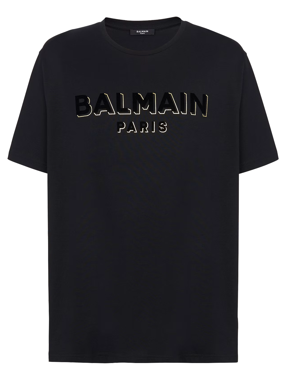 Balmain Oversize-T-Shirt mit Rundhalsausschnitt und Samtlogo in Schwarz