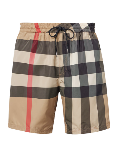 Burberry – Karierte Badeshorts in Beige