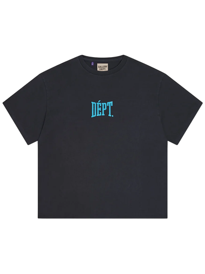 Gallery Dept Dept Gym – T-Shirt mit blauem Logo in Vintage-Schwarz