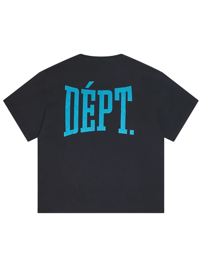 Gallery Dept Dept Gym – T-Shirt mit blauem Logo in Vintage-Schwarz
