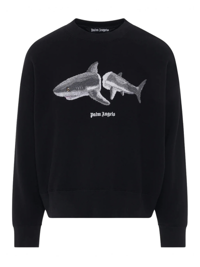 Palm Angels – Schwarzes Sweatshirt mit „Broken Shark“-Logo