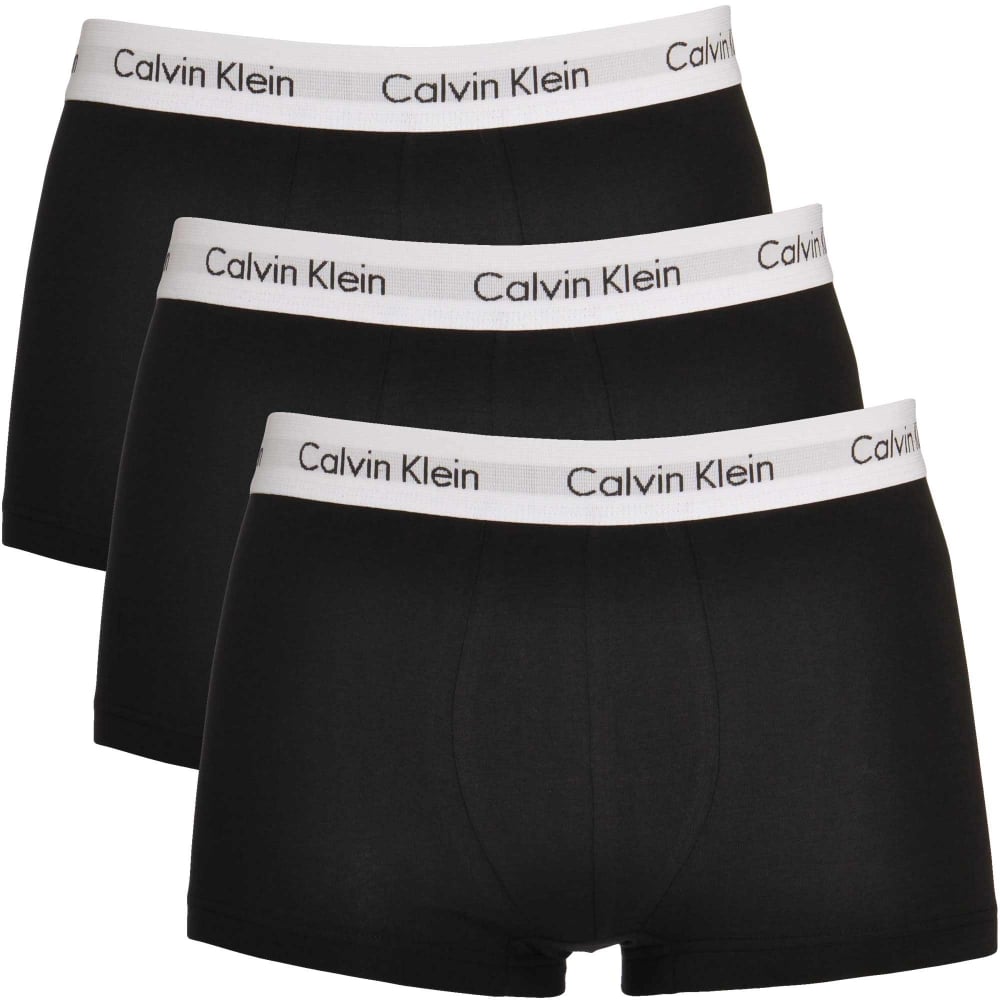 Calvin Klein – 3er-Pack Low Rise-Unterhosen mit weißem Band in Schwarz