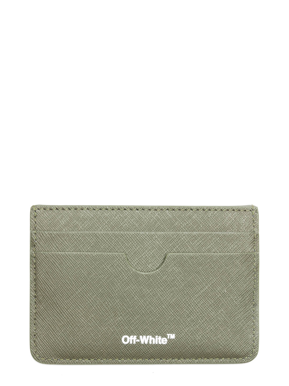 Off-White Kartenetui mit gestreiftem Logo in Militärweiß-Khaki
