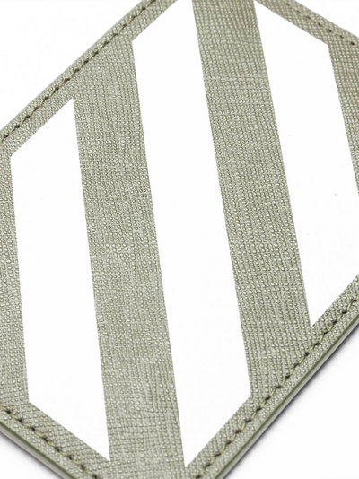 Off-White Kartenetui mit gestreiftem Logo in Militärweiß-Khaki