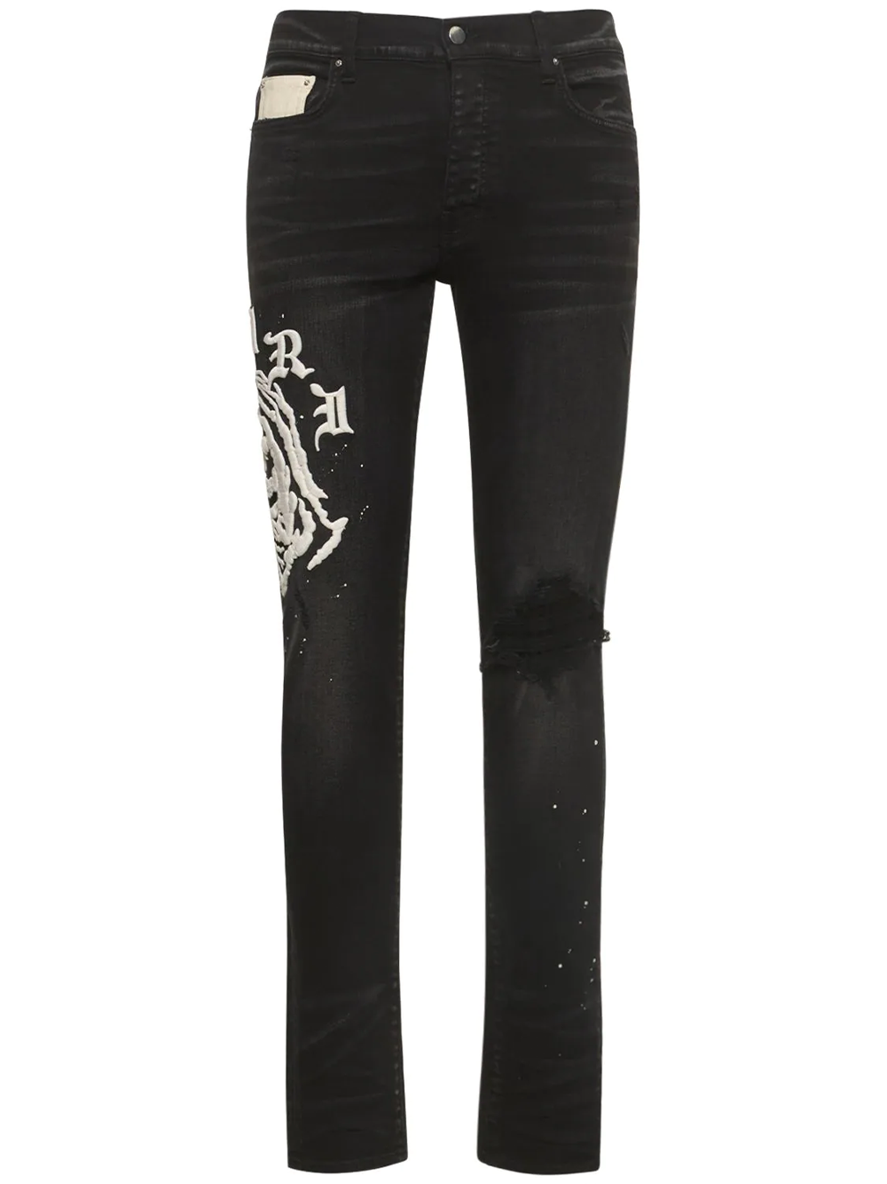 Amiri – Wes Lang – Schwarze Jeans mit Reaper-Logo im Aged-Look