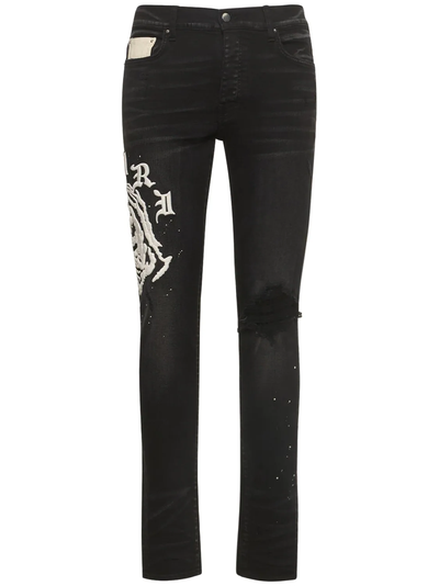 Amiri – Wes Lang – Schwarze Jeans mit Reaper-Logo im Aged-Look