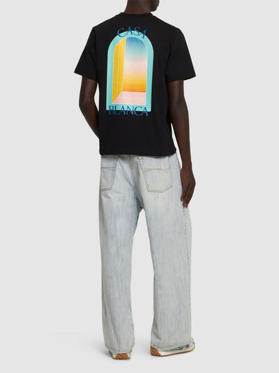 Casablanca – Bedrucktes T-Shirt „L'Arche Colore“ in Schwarz