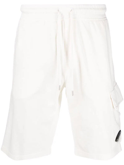CP Company – Weiße Baumwollshorts mit Linsen
