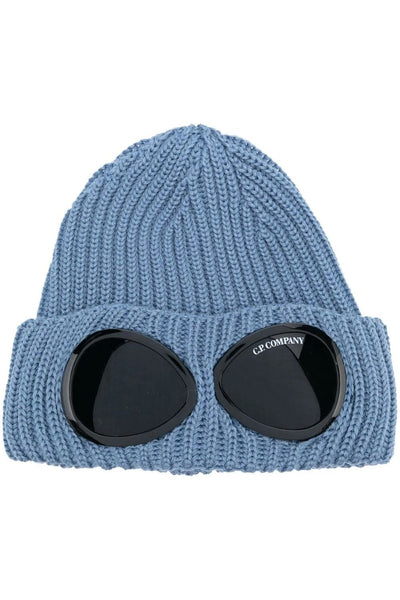 CP Company – Blaue Goggle-Mütze aus Merinowolle