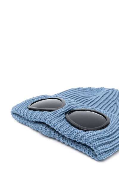 CP Company – Blaue Goggle-Mütze aus Merinowolle