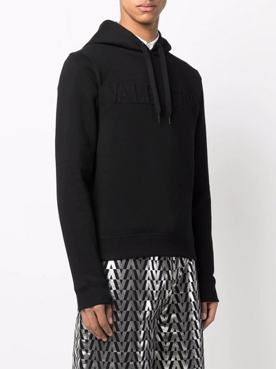 Valentino – Schwarzer Kapuzenpullover mit geprägtem Logo