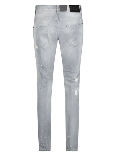Dsquared2 – Cool Guy – Schmal geschnittene Jeans mit Farbspritzern und Rissen in Grau