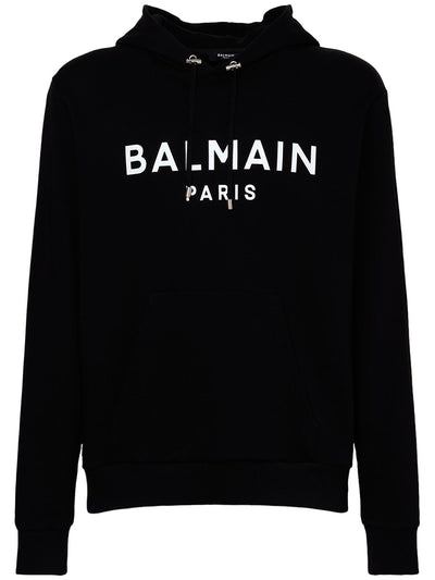 Balmain Paris – Schwarzer Kapuzenpullover mit Logo-Print