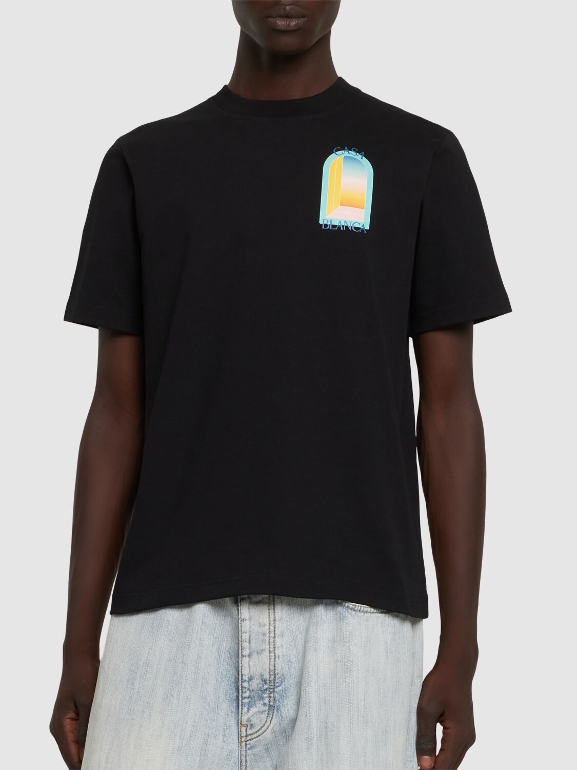 Casablanca – Bedrucktes T-Shirt „L'Arche Colore“ in Schwarz