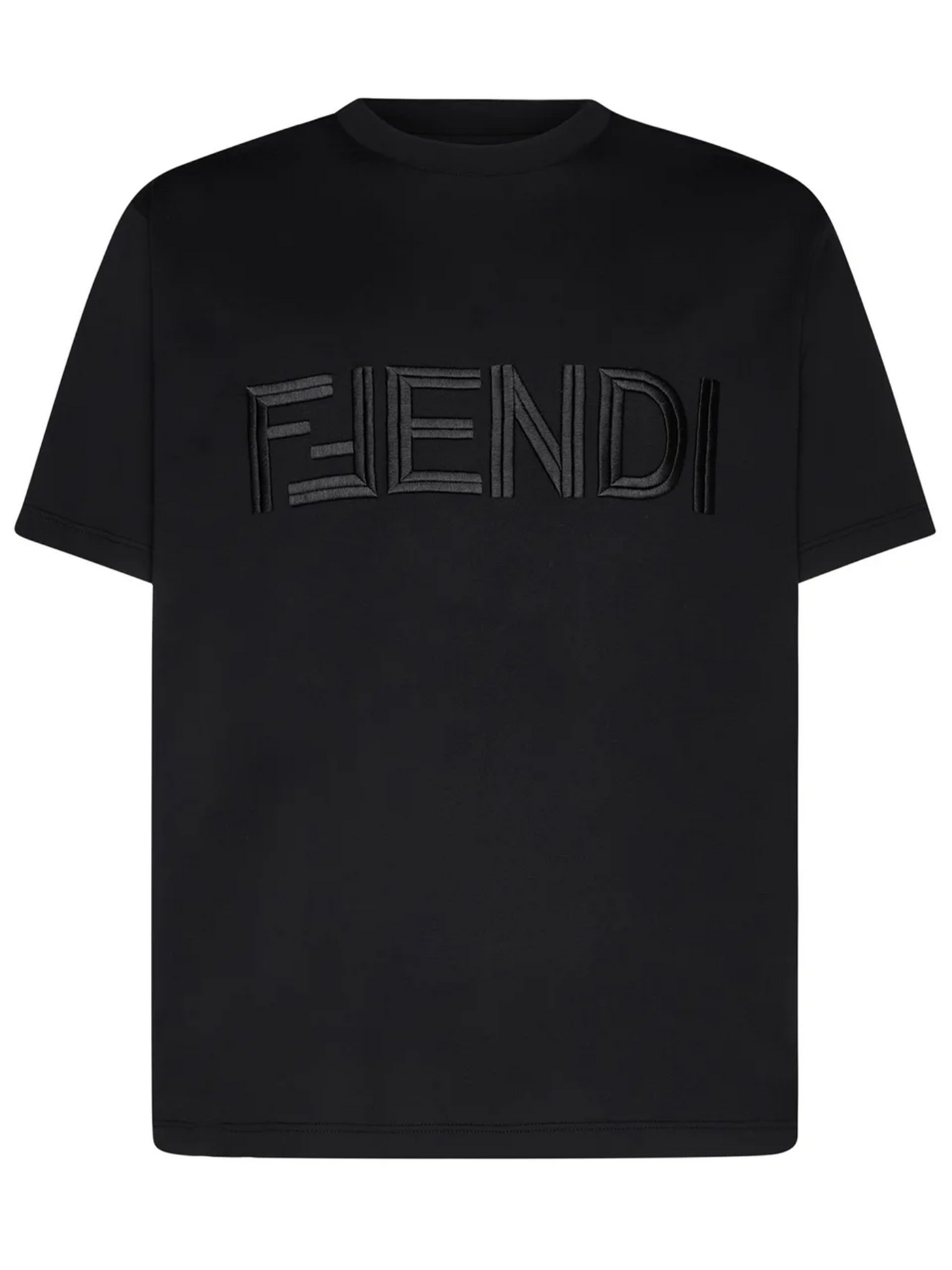 Fendi – T-Shirt mit besticktem FF Fendi-Logo in Schwarz