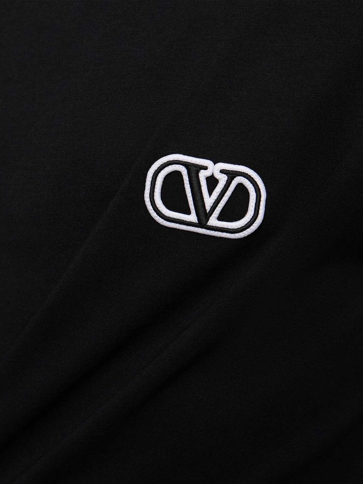 Valentino – Schwarzes T-Shirt mit VLogo-Signatur-Patch