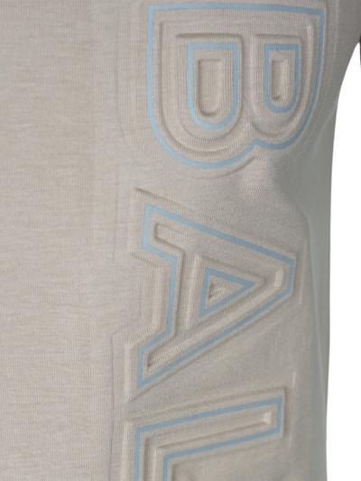 Balmain – Braunes T-Shirt mit vertikal geprägtem Logo
