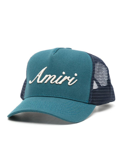 Trucker-Cap mit Amiri-Schriftzug-Stickerei in Blaugrün