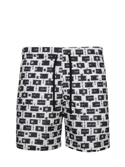 Amiri Interweave Badeshorts in Weiß/Schwarz