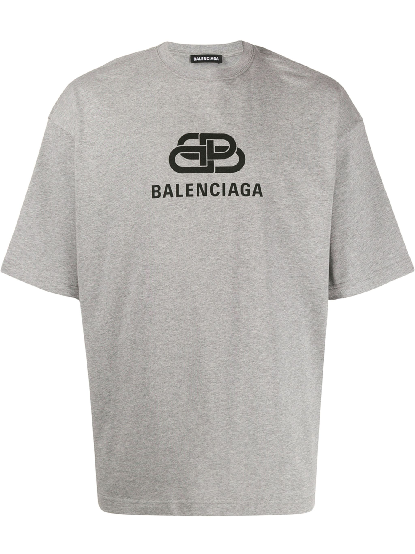 Balenciaga – T-Shirt mit BB-Logo-Aufdruck in Grau