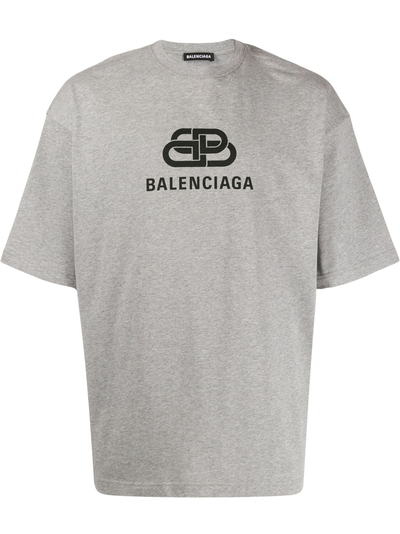 Balenciaga – T-Shirt mit BB-Logo-Aufdruck in Grau