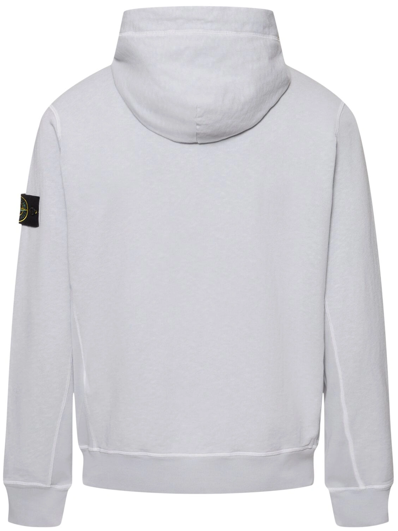 Stone Island – Baumwoll-Kapuzenpullover mit Markenaufnäher und zwei Einschubtaschen in Perlgrau