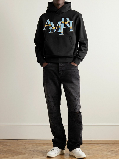 Amiri – Kapuzenpullover mit gestaffeltem Chrome-Logo in Schwarz