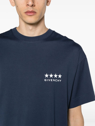Givenchy – Marineblaues T-Shirt mit 4G-Sternenlogo