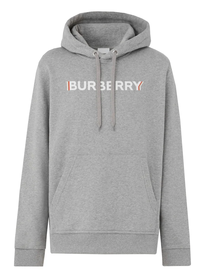 Burberry – Grauer Kapuzenpullover mit Farley-Logo-Print