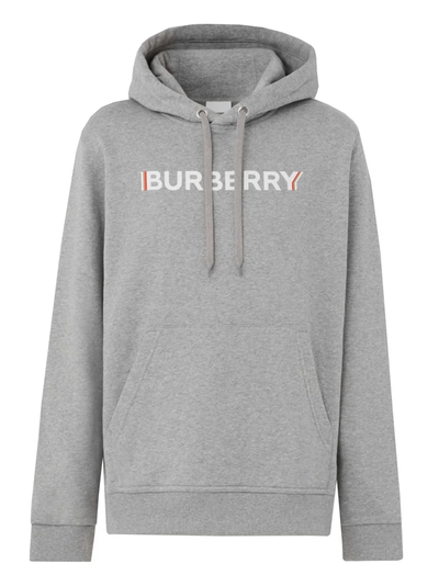 Burberry – Grauer Kapuzenpullover mit Farley-Logo-Print