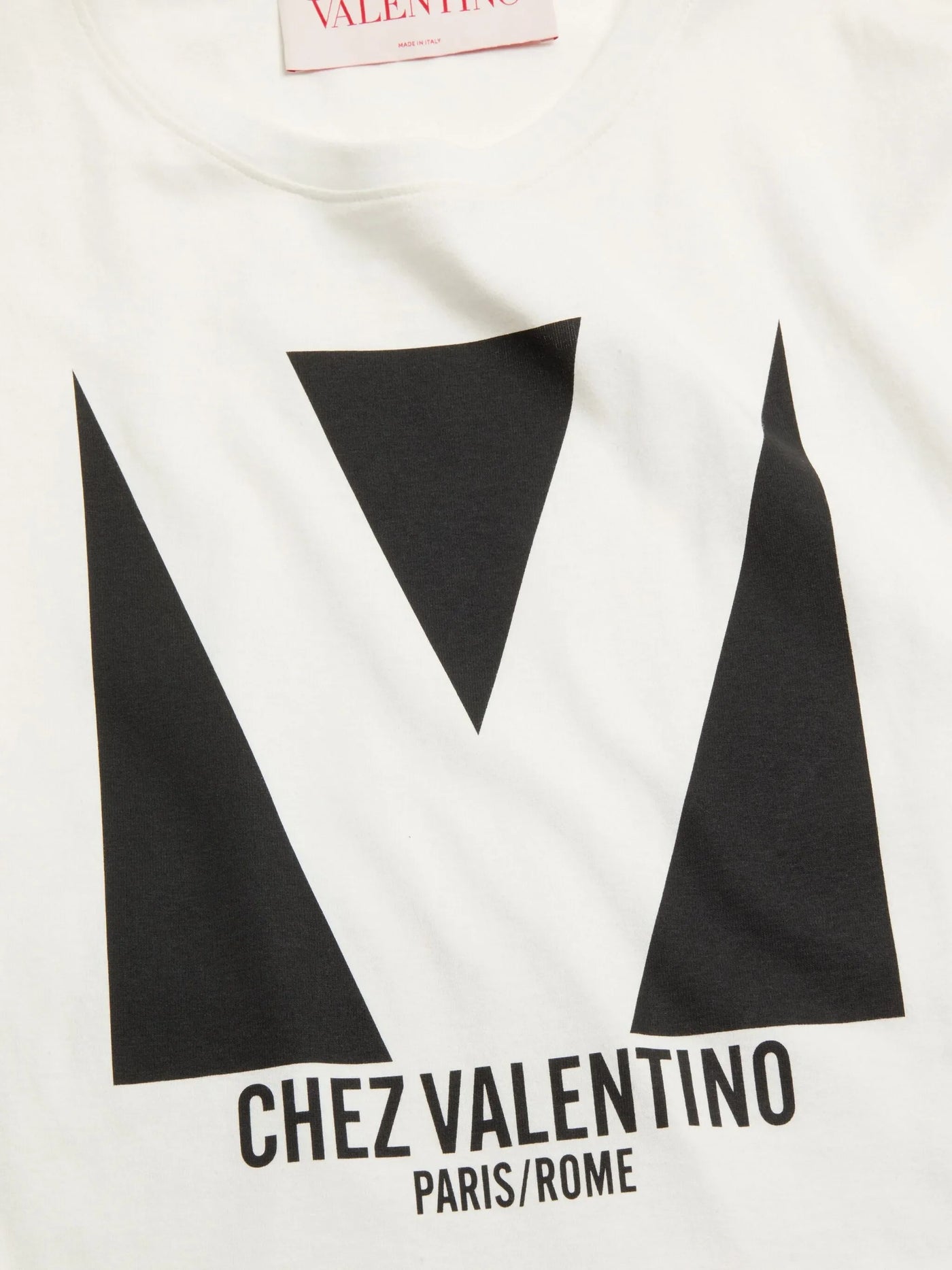 Valentino – Jersey-T-Shirt mit Chez Valentino-Print in Weiß