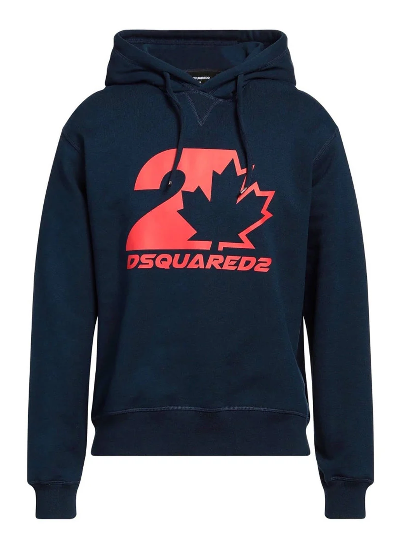 Dsquared2 – Kapuzenpullover mit rotem Ahornblatt-Print in Marineblau