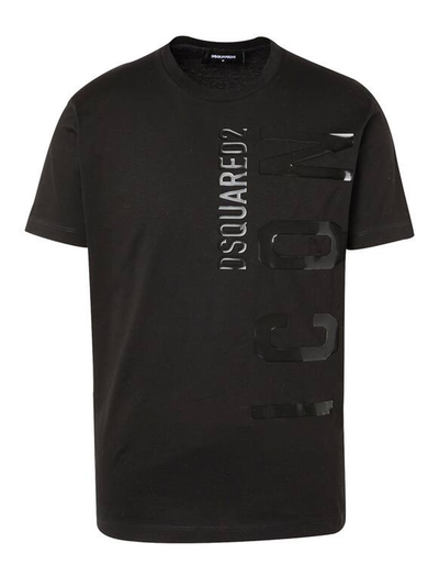 Dsquared2 – Schwarzes T-Shirt mit vertikalem Symboldruck